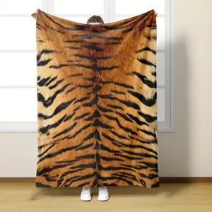 Tiger Stripe Throw Blanket, Ultra-Soft Plush Flannel with Realistic Animal Pattern, Cozy Lightweight Cover for Bed, Sofa, Office, Outdoor, Camping, All-Season Comfort, Perfect Gift for Kids, Men, Women