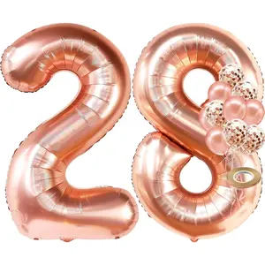 Big 28 Balloon Number Set - 40 Inch| 28 Birthday Decorations for Women| Rose Gold 28th Birthday Balloons for 28th Birthday Decorations| 28 Number Balloons for 28 Birthday Balloons Decor