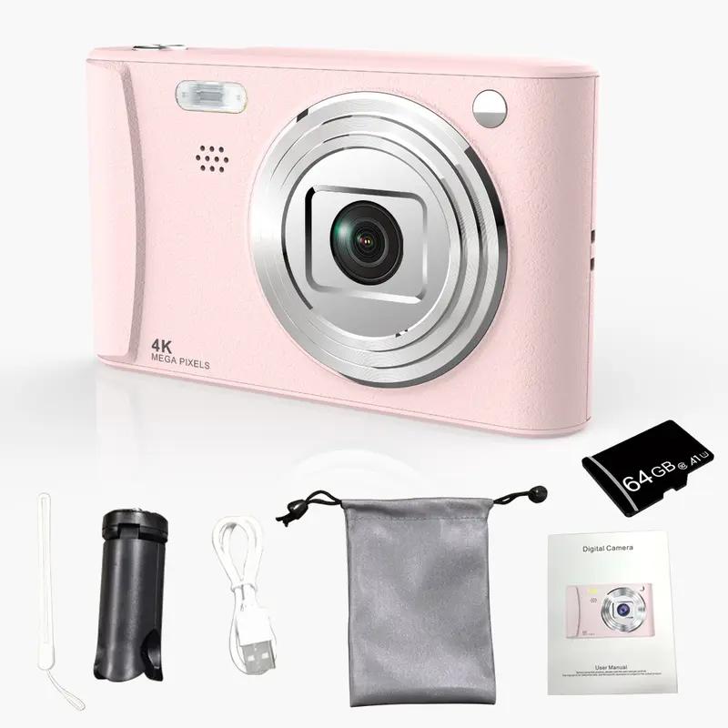 HD Digital Camera 8x Digital Zoom Camera for Vlog 3.0 Inch LCD Rechargeable Camera, Photography Camera for Teenagers and Beginners Supports 64GB TF Card for Photos, Videos and Cameras Thanksgiving and New Year Gift Portable and Durable Christmas Men Pink