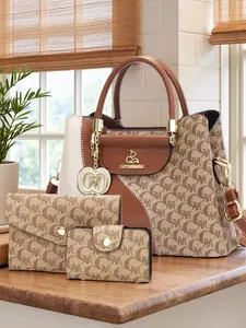 Women's Handbag Set, Crossbody Shoulder Messenger Bags, Casual Geometric Print Commuter Purse, Perfect Gift for Wife & Mom, Handbag Wallet Set