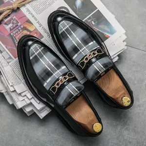 Men’s Plus Size Comfortable Plaid Slip-On Loafers, Elegant Non-Slip Durable Dress Business Footwear