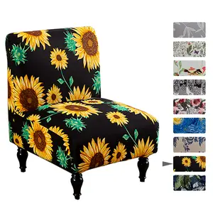 Printed Armless Chair Slipcover - Removable Washable Furniture Protector for Slipper Chairs, Stretch Fit Cover