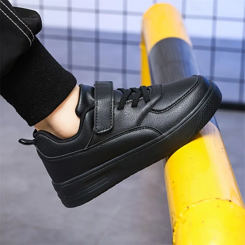 Teenager's Black Sneakers - Casual Low-Top Skate Shoes with Closure, Comfortable EVA Cushioning Insole and Outsole, Suitable for Boys and Girls, Perfect for School, Sports, and Casual Wear, Everyday Children's Shoes | Casual style footwear | EVA cushioned