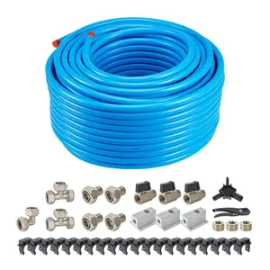【Summervibes】VEVOR Air Compressor Line Kit, 300FT x 3/4", HDPE-Aluminum Compressed Air Piping System, Leak-Proof, Pressure-Resistant & Easy-to-Install, Compressed Air Line Tubing Kit for Garages Workshops, Blue