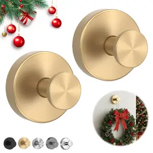 2 Pack Wreath-Hanger, Waterproof Strong Stainless Steel Suction-Cup-Wreath-Hooks, Wreath-Door-Hanger Fall Halloween Christmas Decorations, Welcome Sign for Front Door Indoor Outdoor, Reusable Holder