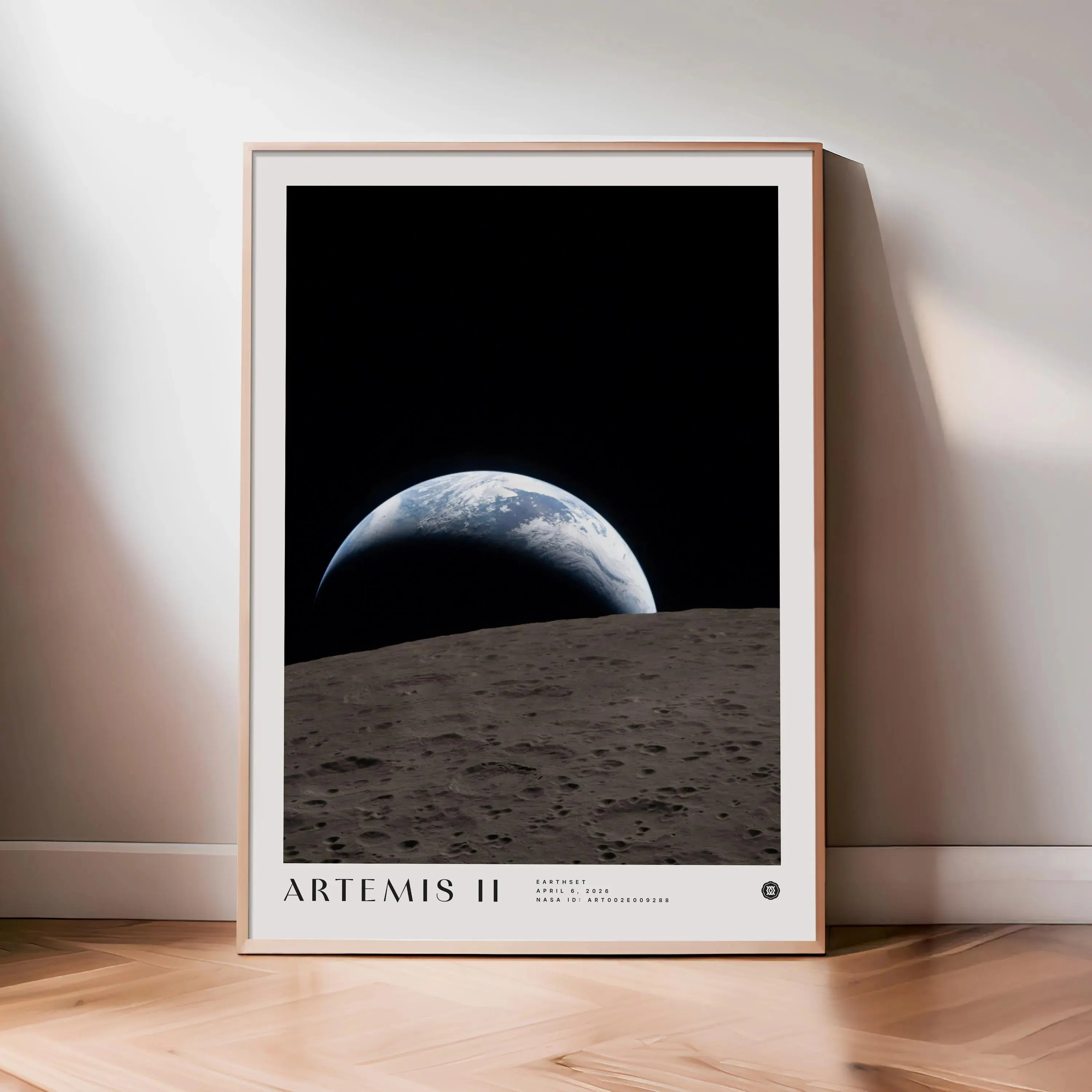 Artemis II Earthset Poster Print, Moon Surface and Earth View Space Wall Art, NASA Inspired Lunar Mission Poster for Bedroom Office Dorm Classroom Science Room Decor, Astronomy Space Lover Gift (Unframed)