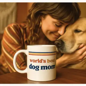 Retro Dog Mom Dog Dad Mug: World’s Best Dog Parent Gift, 70s Vintage Pet Lover Coffee Cup, Funny Dog Owner