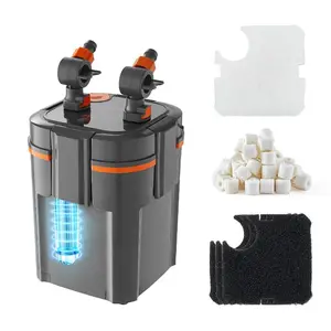 VEVOR 224.5GPH Canister Filter, 2-Stage External Aquarium Filter with Timed Light, Powerful Pump, Water Circulation Cleaning with Media for Large Fish Tanks Aquariums Up to 55 Gallons, Freshwater