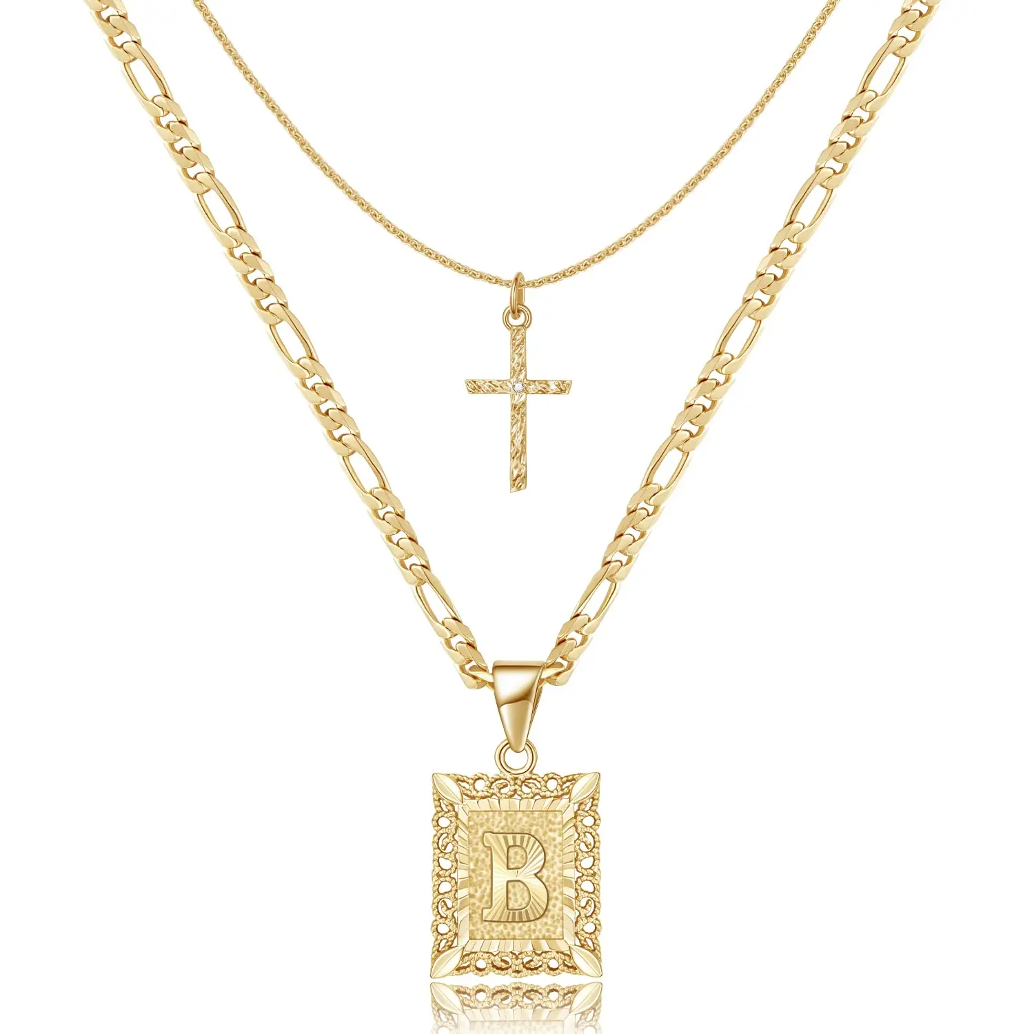 14K Gold Plated Square Initial Letter Necklace - Hypoallergenic A-Z Chain Jewelry, Necklaces for Women, Men's Jewelry, Sohochic Fashion Accessories Gift