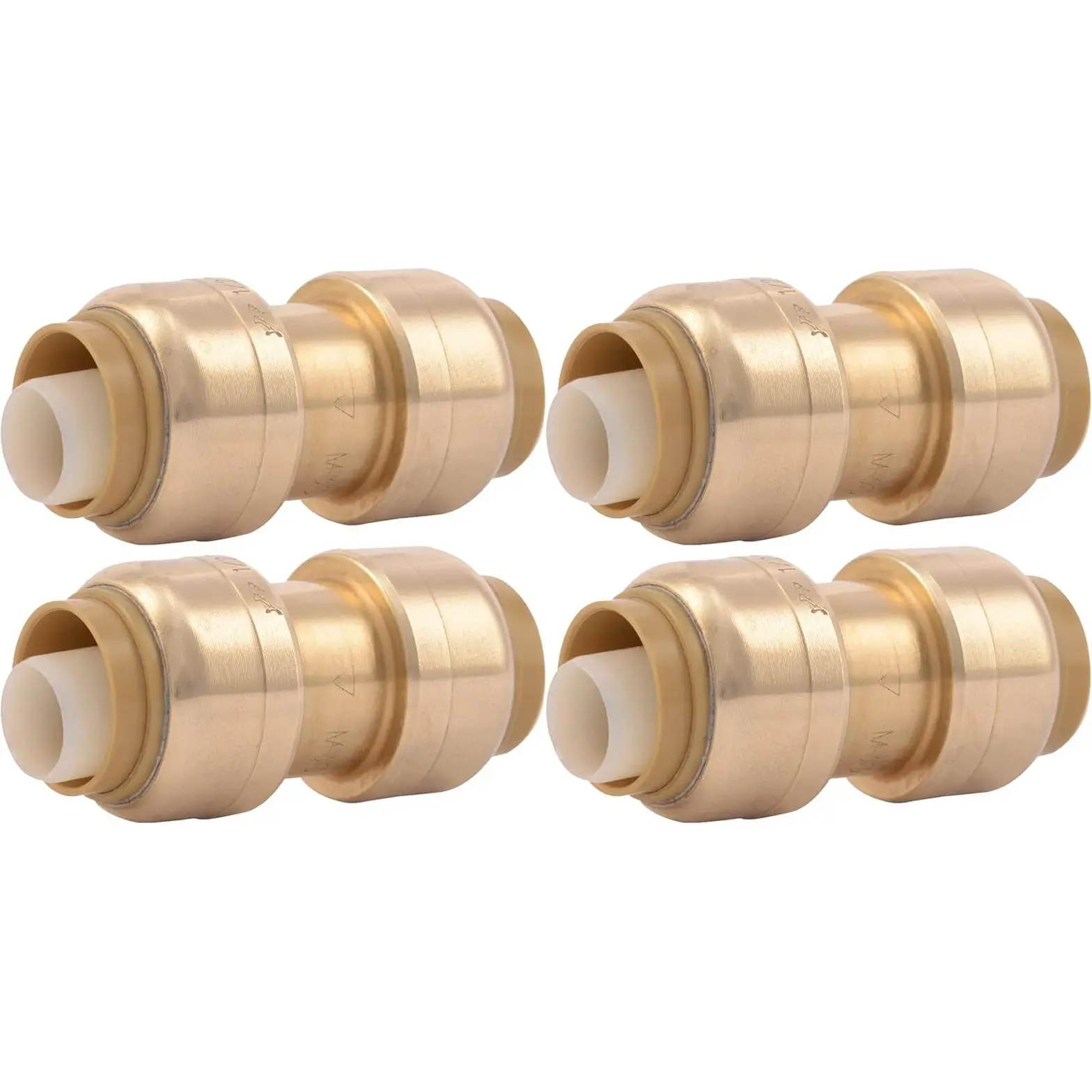 Sharkbite 1/2 Inch Coupling Pack of 4 Push to Connect Brass Plumbing Fitting for PEX Copper CPVC PE-RT HDPE U008LFA4 US Lead Free Easy Install