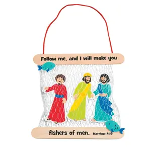 6" x 5 1/2" Religious Fishers of Men Net Craft Kit- Makes 12