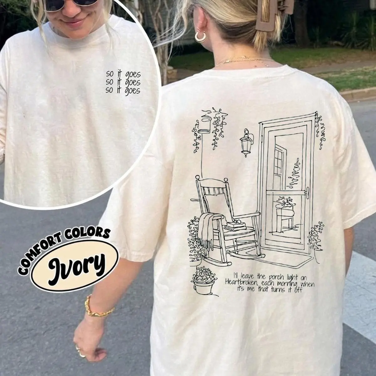 Noah Kahan Comfort Colors 2 Sided Shirt, Porch Light Graphic Tee, The Great Divide Tour Merch