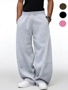 Men's Baggy Sweatpants, Loose Fit Casual Drawstring Elastic Waist, Wide Leg Joggers Trousers with Pockets, Comfortable Daily Wear, Sports Bottoms