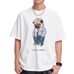 SIMPLY CLASSIC BLACK&WHITE-DOG 100% Cotton Crew Neck T-Shirt – Lightweight Breathable Summer Tee for Men & Women Classic Tshirt Menswear Streetwear graphic  tee