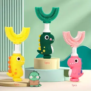 Toothbrush for Ages 2-7, Soft Food Grade Silicone, 360° Cleaning Design, Portable Toddler Toothbrush