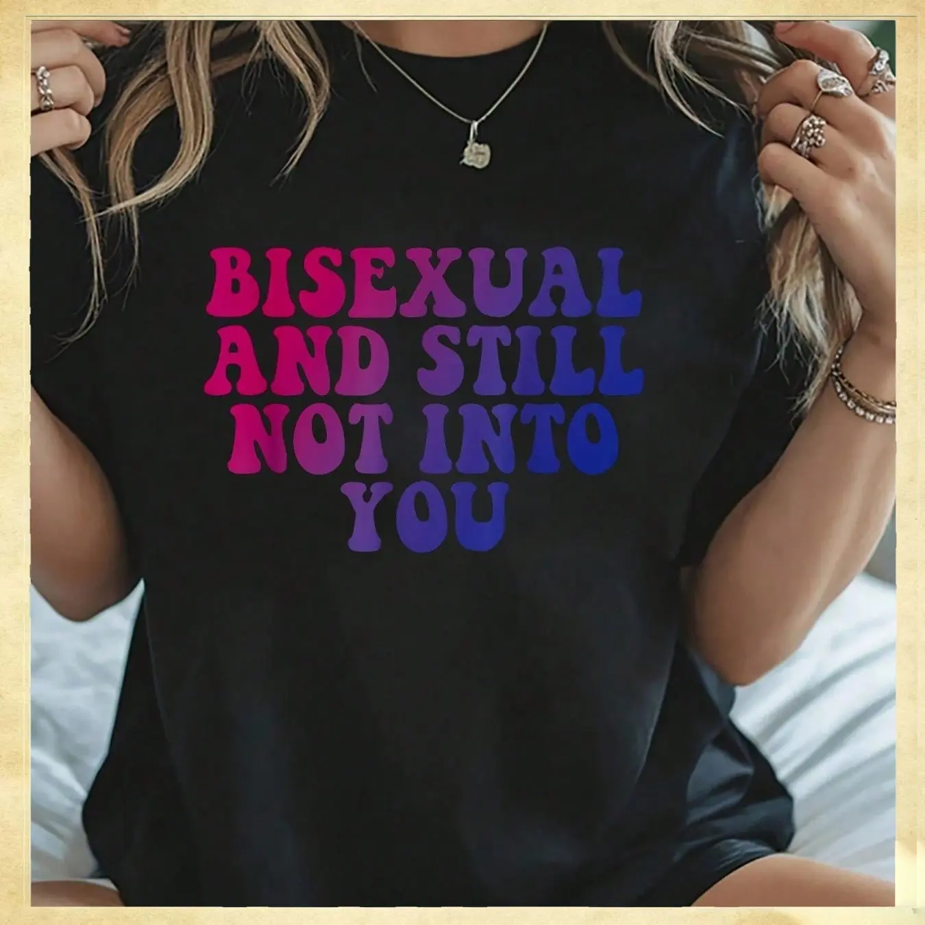 Bisexual And Still Not Into You Bi Pride Bisexuality Flag T-Shirt Womens Round Neck Short Sleeve T-Shirt Fashion Graphic