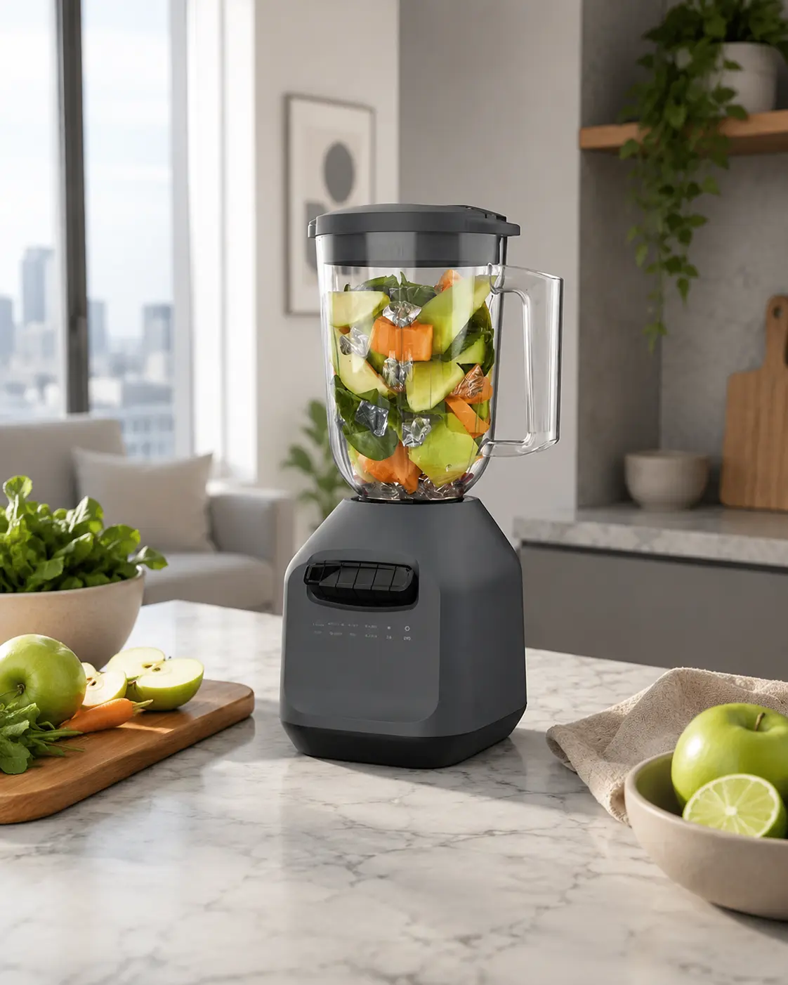 700W Ice Crushing Blender with 56 oz Plastic Jar, 6-Tip Blade, 8 Speeds & Pulse Function