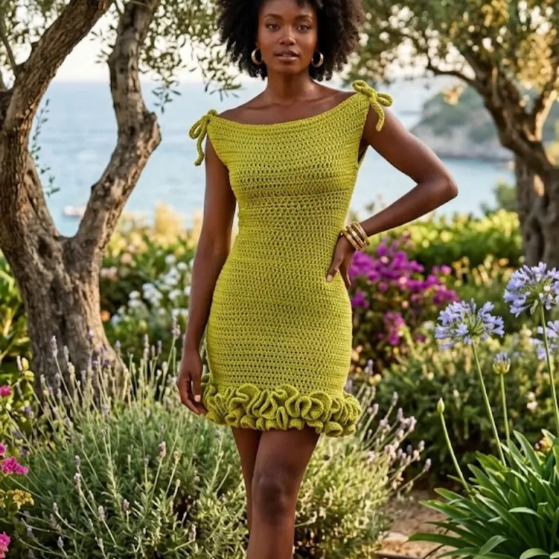 Chartreuse & Chiffon mini dress