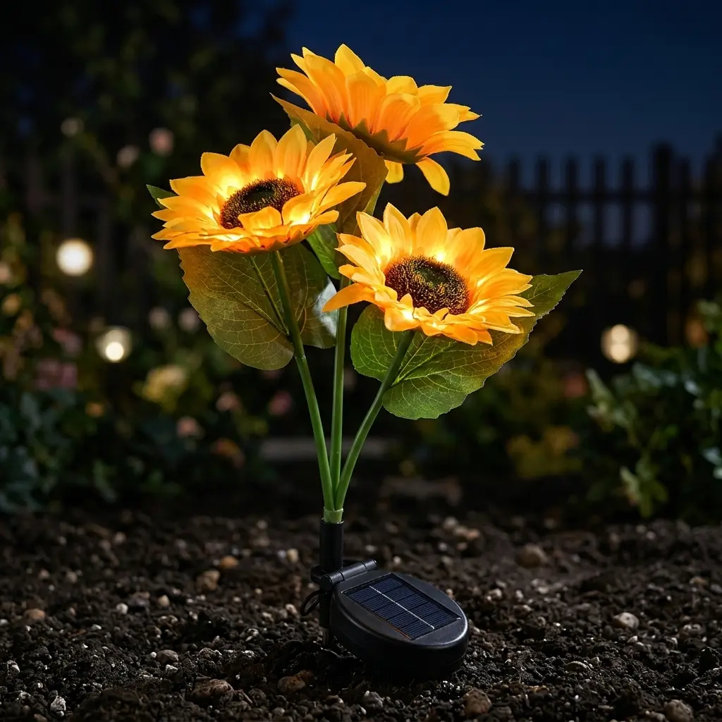 Premium Solar Sunflower Outdoor Decorative Lights - IP65 Waterproof (2-Pack), Automatically Lights Up at Dusk, Automatic LED Garden and Patio Art & Path Lighting, Decorative Light, Night Light, Solar Outdoor Light, Sunset Light, Sensor Light
