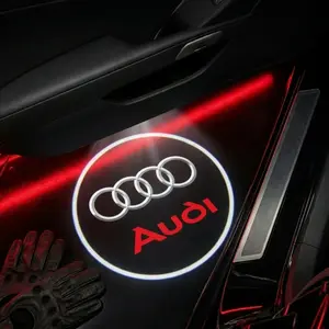 2 Pcs Audi Carbon Fiber Welcome Lights, Car Door Projection Lamp, Laser Light, Custom Decorative Floor Lamp (batteries Not Included)