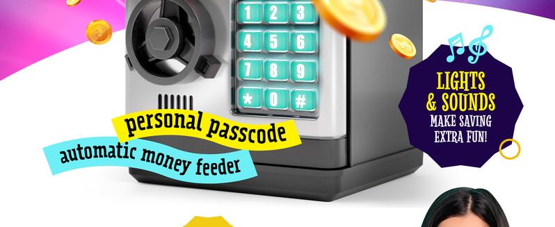 Piggy Bank for Boys Adults, Electronic ATM Coin Cash Bank with Password Code Lock and Auto Grab Bill Slot, Large Capacity Coin Bank Money Jar for Adults, Designed for All US Coins