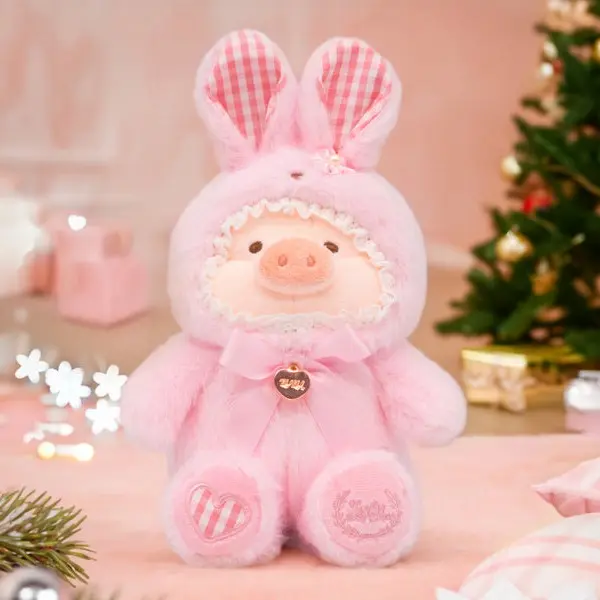 52TOYS LuLu The Piggy 23cm & 28cm Bunny Pink Plush Doll, Official Canned Pig LuLu Stuffed Toy Collectible, Kawaii Piggy Rabbit Plushie Figure, Cute Gift