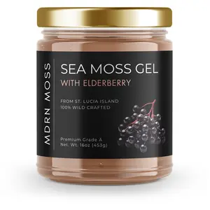 MDRN Moss Sea Moss Gel with ElderBerry | St. Lucia Premium "Shelf-Stable" Sea Moss Gel  Infused with Elderberries Antioxidants Nutritional Supplement