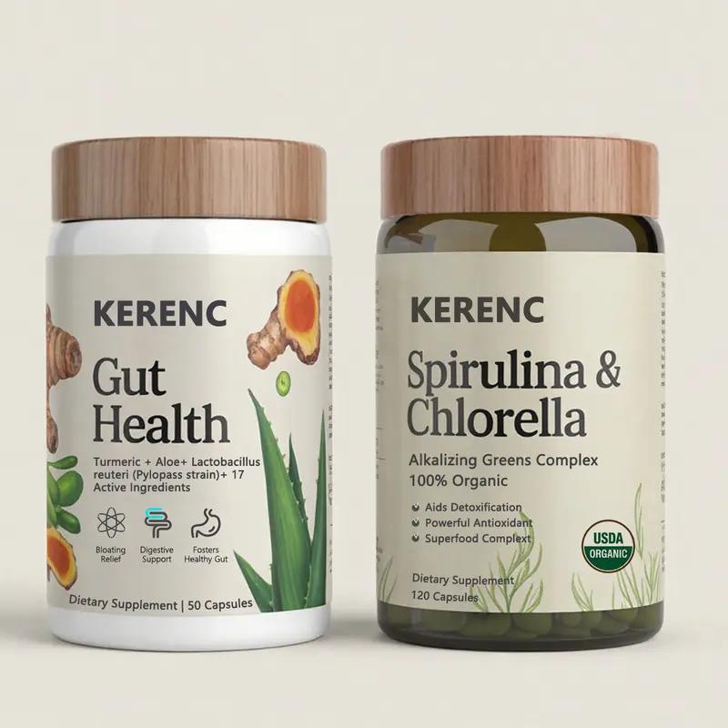 Certified Organic Full Gut Support Supplement Stack - 150g Digestion Supplement for Adults, Organic Blend with Prebiotics, Probiotics, Spirulina, Chlorella Capsules, Chicory Root, Botanical Extracts, Algae Detox Support, Energy Balance, Bloating Relief