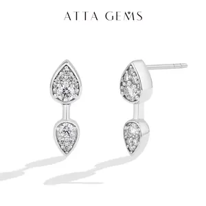 ATTAGEMS Halo Lab-Created Moissanite Earring S925 Sterling Silver Moissanite Jewelry Perfect Birthday Mother’s Day Gift for Men Women Wedding Set E058