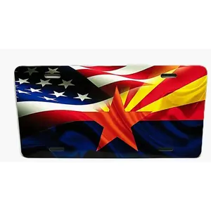 ARIZONA STATE FLAG AMERICAN FLAG Metal Novelty Car License Plate Auto Tag U