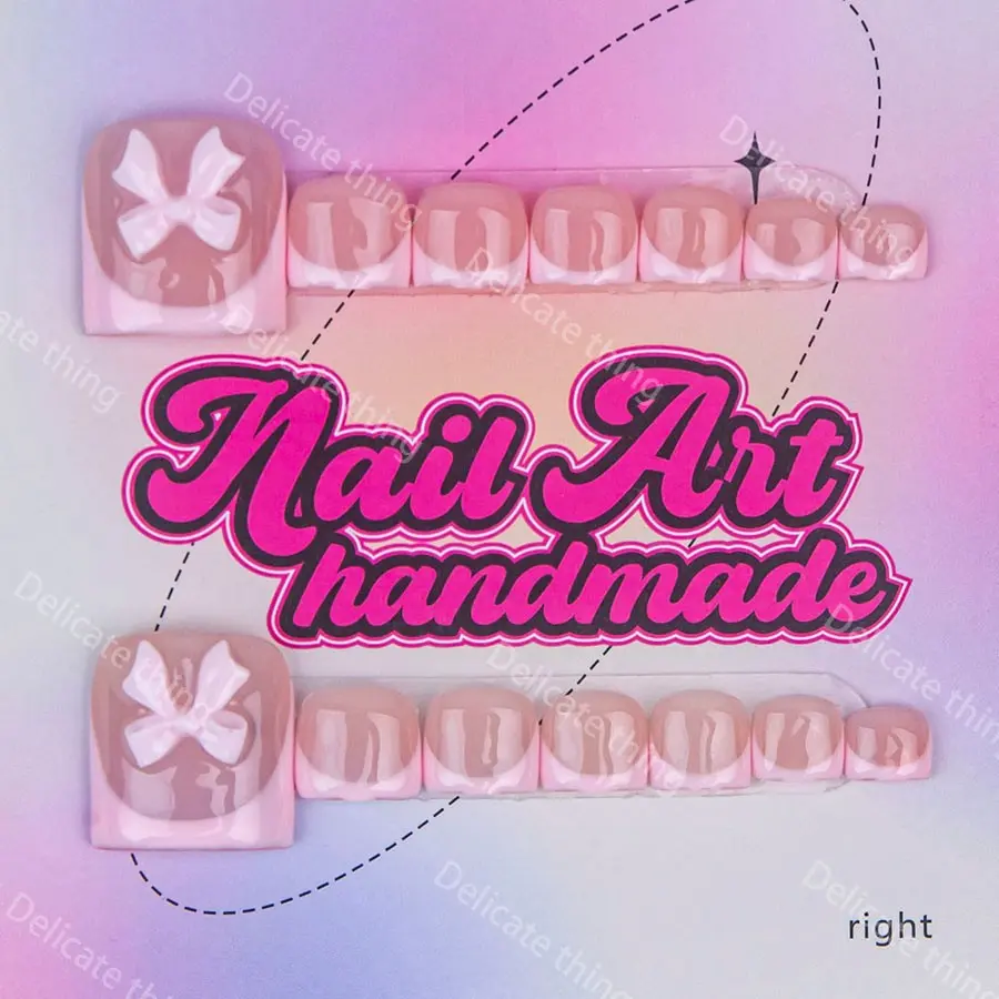 Delicate thing Y2K hand-made press-on toenails Fake Nails Diy False Toenails Nail Art Design Nail Art Products Handmade Nails four sizes to choose from (XS/S/M/L) Suitable for beach vacations and sandy beaches Nail Designs