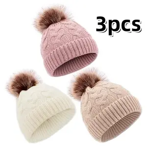 3PCS Beanie Hats for Winter Outdoor Use, Breathable And Lightweight, Cute And Soft, Perfect for Boys and Girls Easy Washing And Changing
