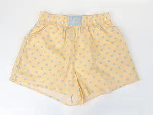 Lulu Mac Butter Yellow with Light Blue Polka Dots Shorts, Style, Bottom