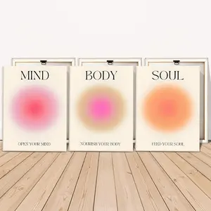 Wooden Framed Canvas Painting, 3 Counts/set Modern Wall Art, Angel Halo Canvas Poster, Wall Decor for Home Living Room Bedroom Office