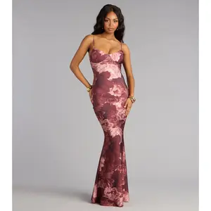 Leanne Floral Lace-Up Mermaid Dress