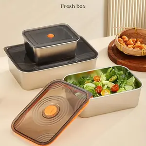 Stainless Steel Food Storage Containers Set, Leak-Proof Stackable Bento Boxes, Ideal for Meat Fruits Vegetables, Outdoor Picnic Organizer