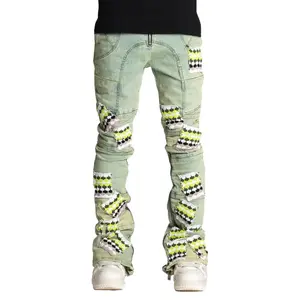 Guapi Slime Green Knit Patches Denim