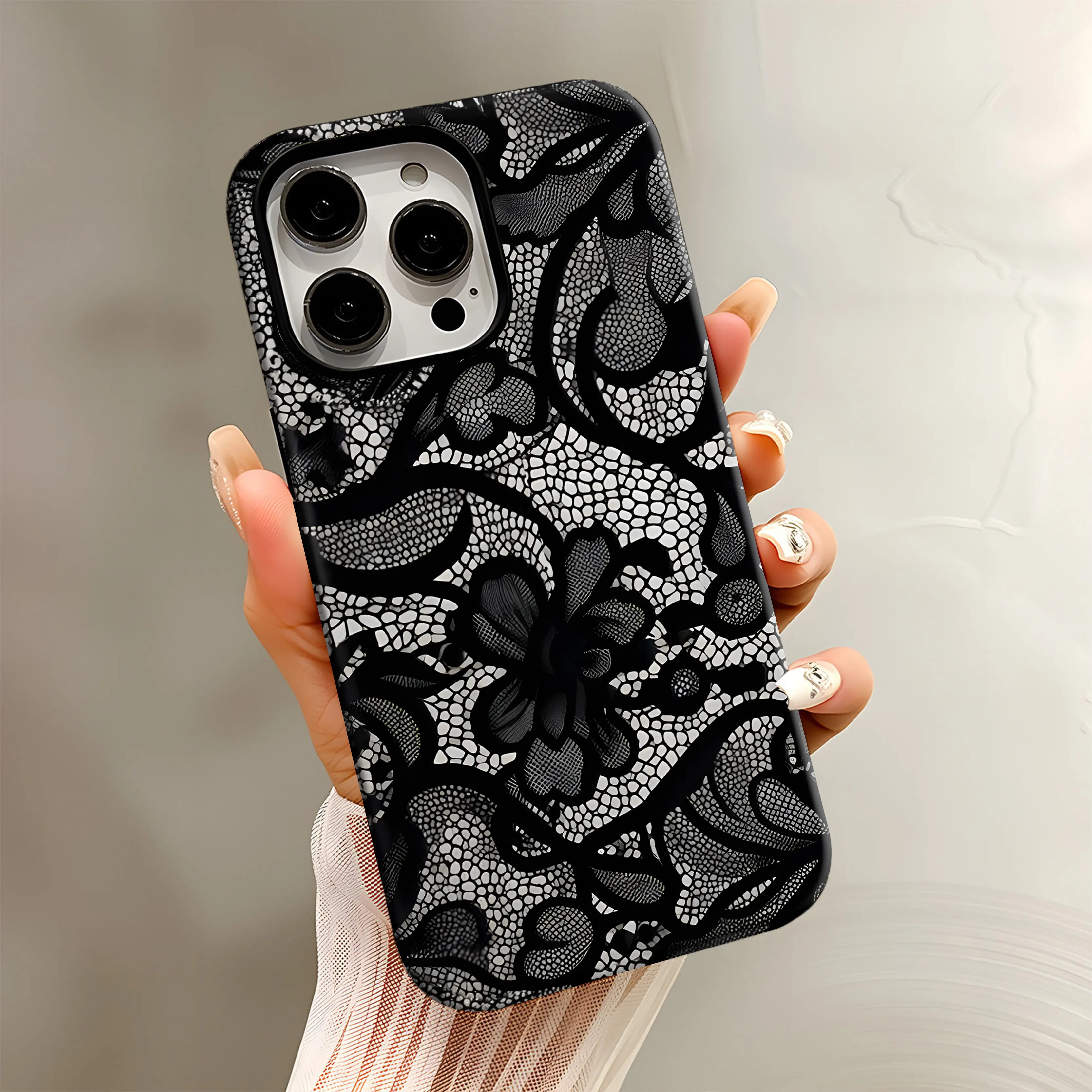 Red And Black Lace Vintage Pattern Phone Case Compatible with iPhone 17 16 15 14 13 12 11Pro Max Plus XS and SamsungGalaxy S26 S25 S24 S23 S22 S21 ,Cute FashionDual Layer Creative Case,Tuff phone cases, Perfect Gift for Her/Him.HY67