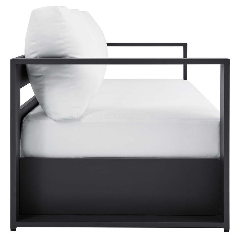 Modway Tahoe Outdoor Patio Powder-Coated Aluminum Sofa in Gray White