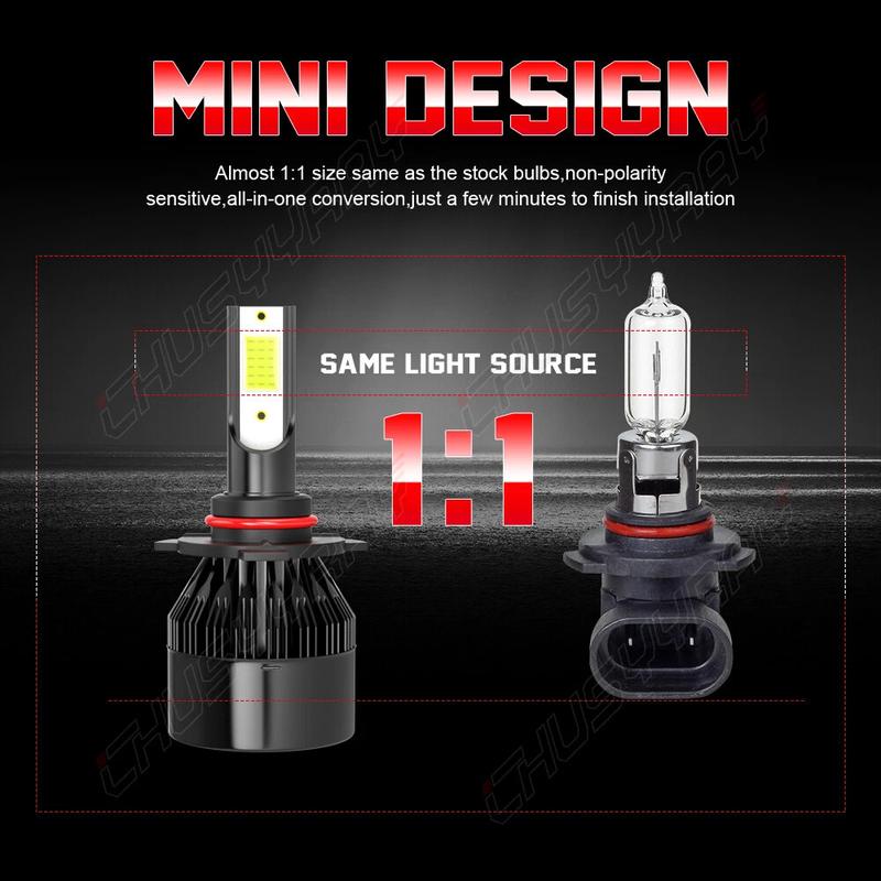 Brightest 9005 LED Headlight Super Bright Bulbs Kit 6K 20000LM High/Low Beam HB3