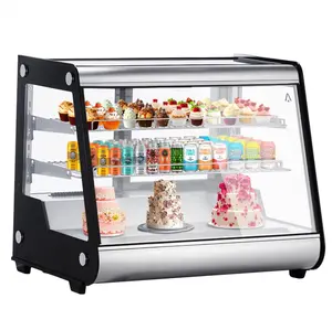 Garvee 5.3 Cu.Ft Commercial Beverage and Pastry Countertop Refrigerator with 3 Adjustable Shelves, LED Lighting, Double-Pane Glass Door, Air-Cooling, Automatic Defrost, and Rear Sliding Door for Cafes and Restaurants