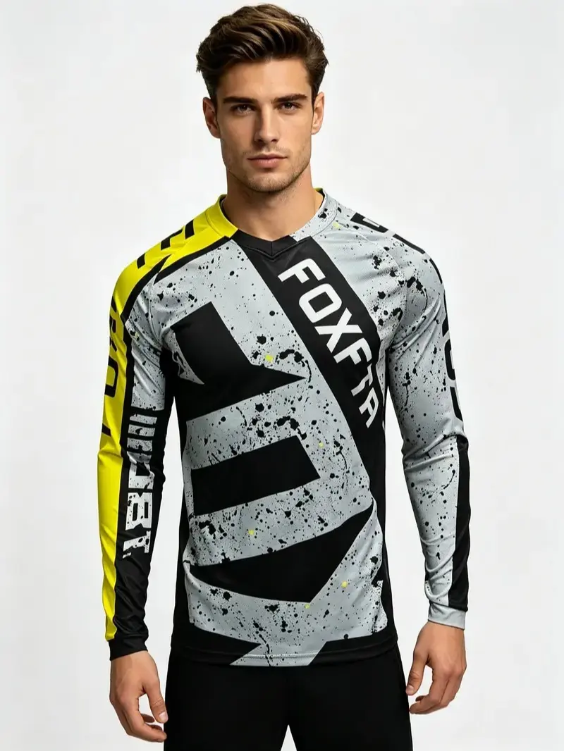 2026 Men's Outdoor Hiking Long Sleeve T-Shirt, Athletic Apparel, Breathable Sporty Top, Cycling Football Basketball Gear, Quick-Dry MTB Bmx Atv Dh Jersey, Athletic Clothes