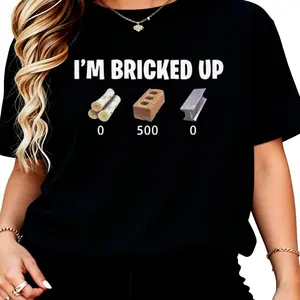 Unisex 100% Cotton Comfortable Short-Sleeve Brick Pattern Casual T-Shirt, Planet-Friendly Menswear Top, Daily Wear Golf Gift, Complementary to Casual Bottoms