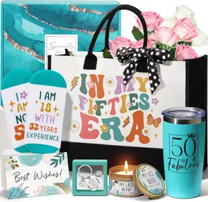 50th Birthday Gifts for Her, Fabulous 50th Birthday Gifts for Women, Cool Turning 50 Year Old Gifts 1975 Gifts,  Happy 50th Birthday Gifts Ideas for Her Mom Sister  Wife w/ Canvas Tote Bag