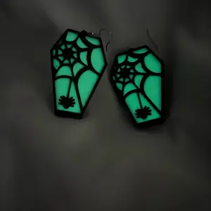 Spider Coffin Earrings Glow in the Dark Unisex Threadless Ear Jewelry for Party Holiday Trendy Girl Accessories