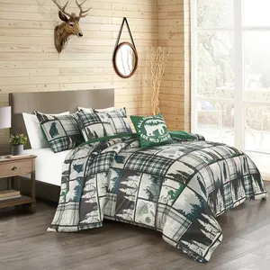 HIG 5-Piece Velvet Sherpa Comforter Set – Wild and Free Cabin Lodge Bedding, Soft & Cozy Comforter in  a Bag