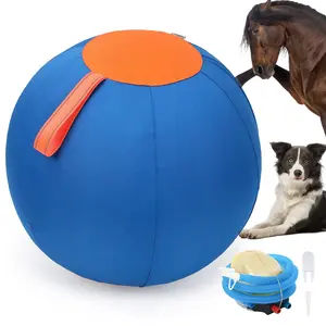 Pet Dog Herding Ball, Self-Play Inflatable Toy Ball, Interactive Training Ball, High Elasticity Dog Toy Ball No Bite Handle, Includes Pump (s Size 17.7 Inch)