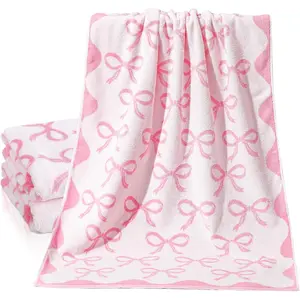 2 count  Bow Bathroom Towels    Bow Bath Towels 28 x 55 Inch Absorbent Soft Preppy Bathroom Decor for  Gym Kitchen Women Gifts