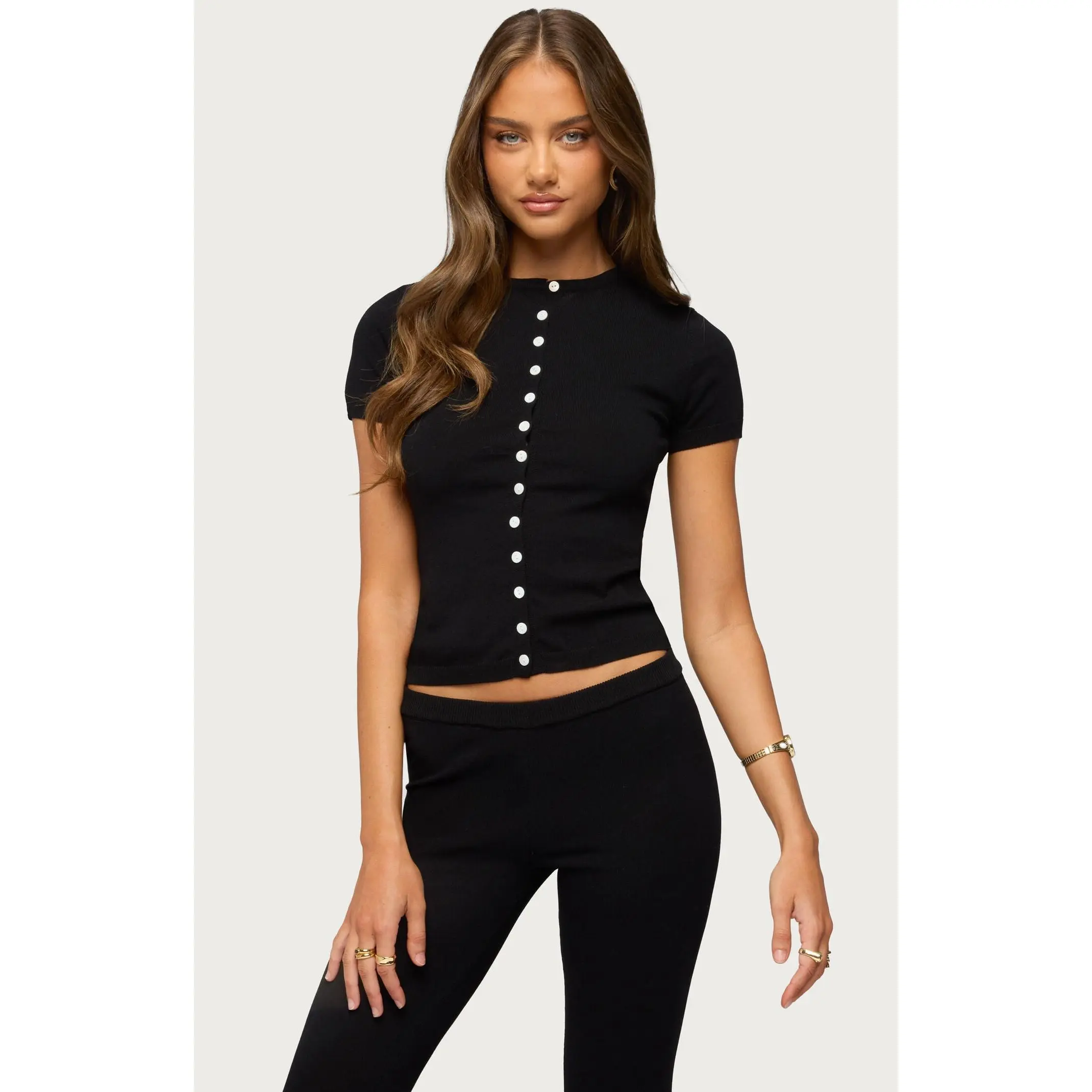Edikted Women's Vanessa Button Up Knit Top