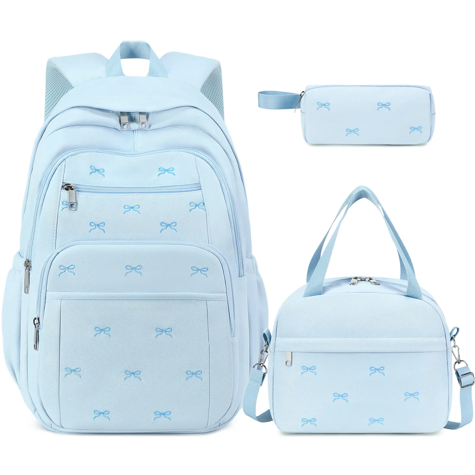 SIMILOVE Cute Bow Girls' Backpack Set - Elementary-Middle School Luggage, Back to School/Party Gift with Lunch Bag, Pencil Case or Insulated Water Bottle, Bookbag, Cute Backpacks For School, Back To School Shopping, Lunch Boxes For School